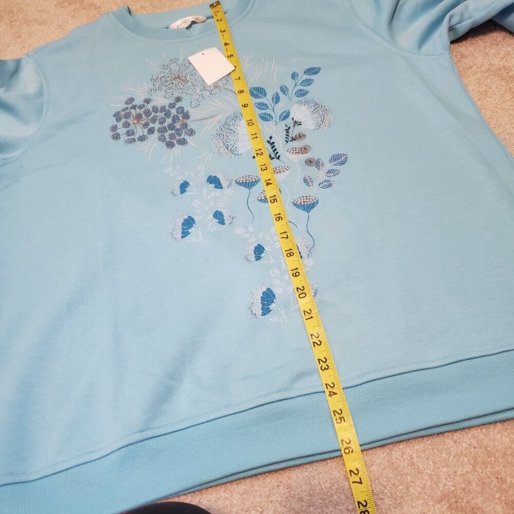 NORTHERN REFLECTIONS Women's Large NWT Floral Sweatshirt Crew Fleece Lined Blue - Picture 14 of 14